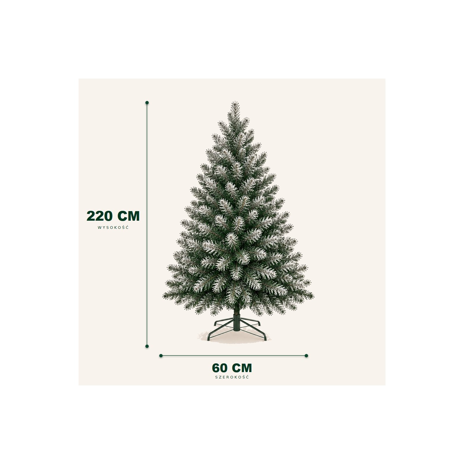 Choinka sztuczna SOSNA ROSA SLIM 220 cm (ośnieżona, wąska)